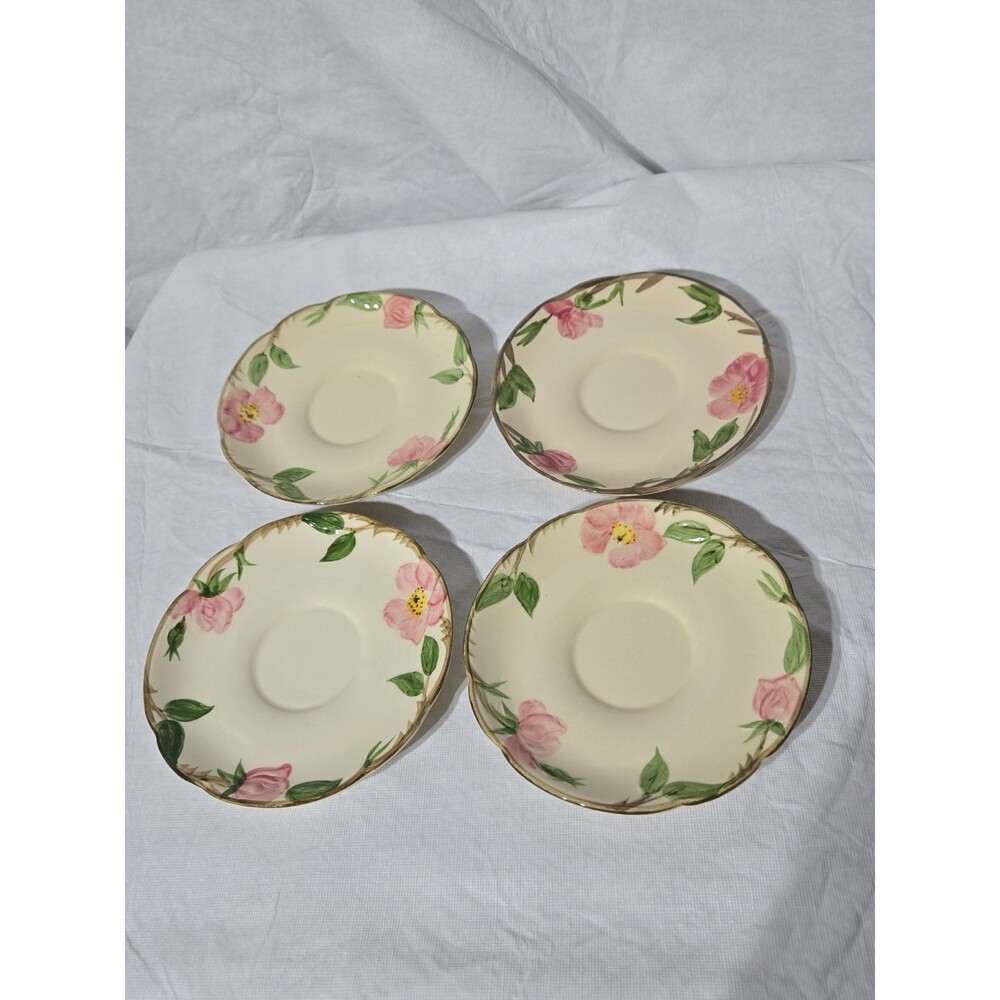 Franciscan Desert Rose Scallop Edged 5.75" Saucers Lot of 4 Vintage USA